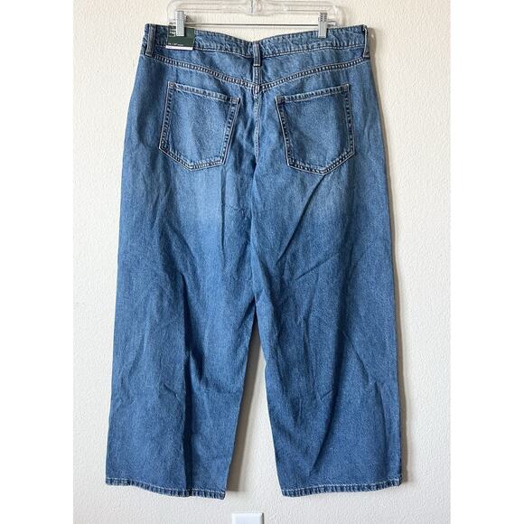 Y2K Baggy Low Rise Denim Jeans 14/R Wide Leg 90s Blue - Picture 4 of 8